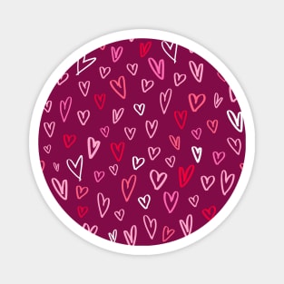 Valentine's pink love hearts doodle Magnet